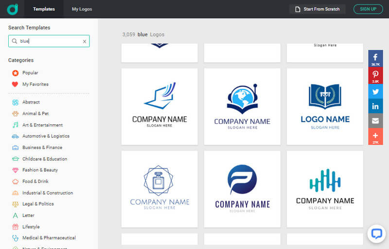 Search for blue logo ideas for free