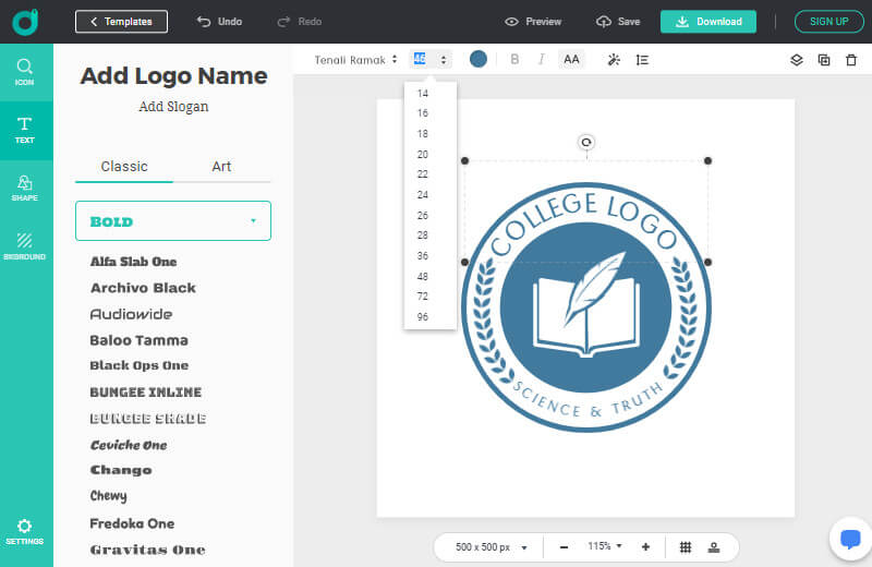 Make and customize your college logo