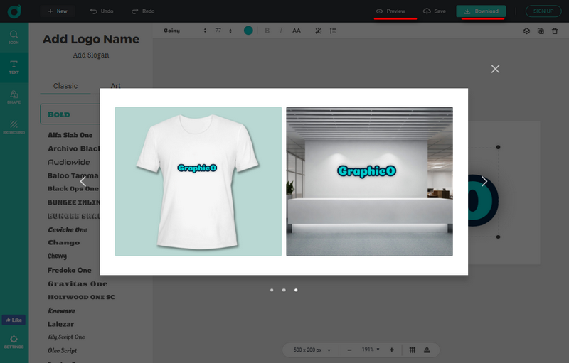 Preview your logotype design.