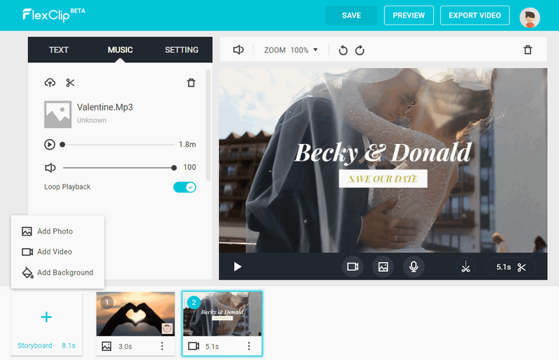 DIY valentine video with FlexClip.