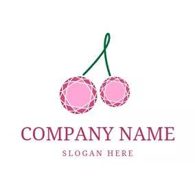 Berry Logo 3D Pink Cherry Icon logo design