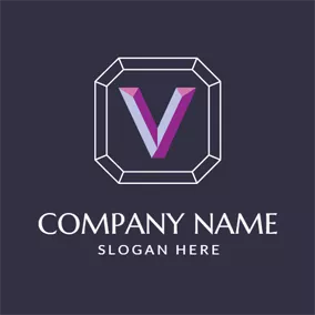 Logo Alphabet 3D Purple Letter V logo design