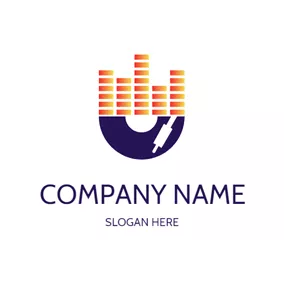 Music Logo CD Melody and Rectangle Shape logo design