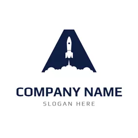 Science & Technology Logo A Shape and Rocket logo design