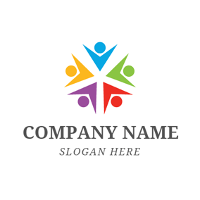 abstract colorful logo with kids