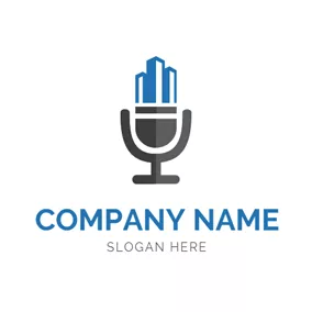 Architecture Logo Abstract Architecture and Microphone logo design