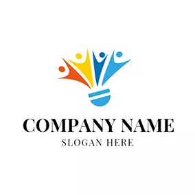 Emblem Logo Abstract Badminton Player and Tennis logo design