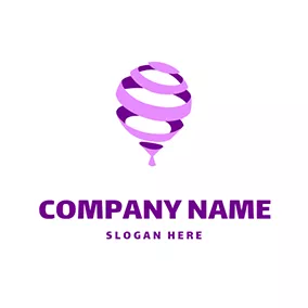 Balloon Logo Abstract Balloon and Purple Line logo design