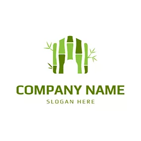 ドア　ロゴ Abstract Bamboo House and Door logo design