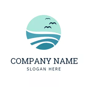 Travel & Hotel Logo Abstract Bird and Blue Sea logo design