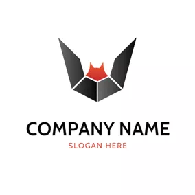 バットロゴ Abstract Black Bat Icon logo design