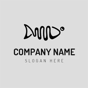 Funny Logo Abstract Black Fishbone logo design