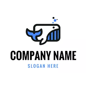 クジラロゴ Abstract Blue and Black Whale logo design