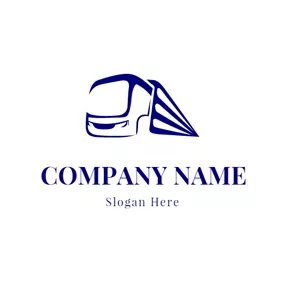 Transportation Logo Abstract Blue Bus Outline logo design