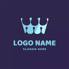 Emblem Logo Abstract Blue Crown logo design