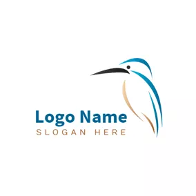翠鳥logo Abstract Blue Kingfisher Icon logo design
