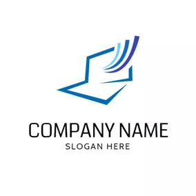 筆記本電腦logo Abstract Blue Laptop Icon logo design