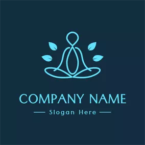 Abstract Logo Abstract Blue Leaf and Yoga logo design