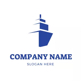 Transportation Logo Abstract Blue Steamship logo design