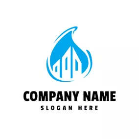 Environment & Green Logo Abstract Building and Leaf logo design