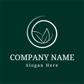 Logótipo De Jardim Abstract Circle and Green Leaf logo design