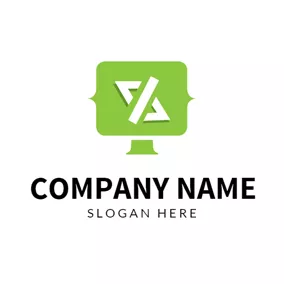 コンピュータのロゴ Abstract Computer and Code Symbol logo design