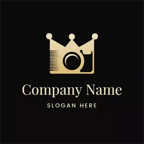 镜头logo Abstract Crown and Camera Lens logo design