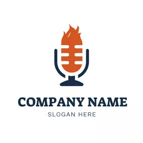 Audio Logo Abstract Fire and Microphone logo design