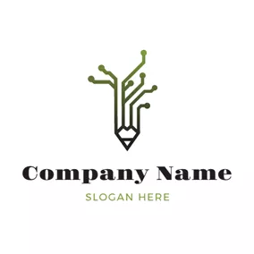 Pencil Logo Abstract Green and Black Pencil logo design