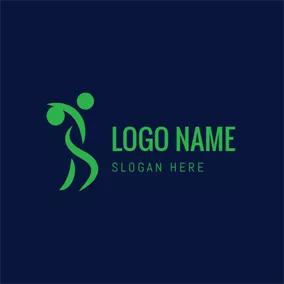 Bowling Logo Abstract Green Athlete and Bowling logo design