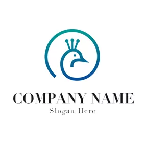 Peacock Logo Abstract Green Peacock Head logo design