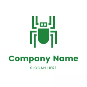 スパイダーロゴ Abstract Green Spider logo design