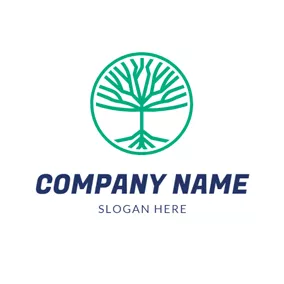 Emblem Logo Abstract Green Tree logo design