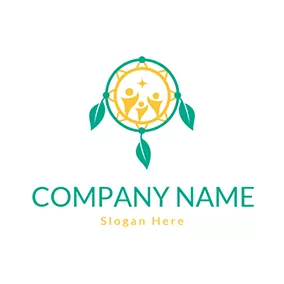 Dreamcatcher Logo Abstract Happy Kids and Dreamcatcher logo design