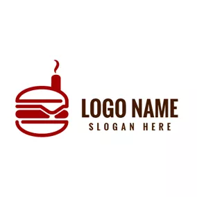 Burger Logo Abstract House and Red Burger logo design