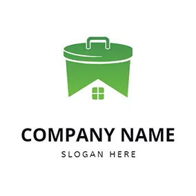 Trash Logo Abstract House and Trash Bin logo design