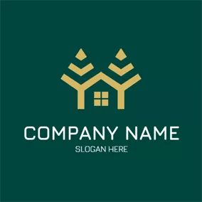 Emblem Logo Abstract House and Tree logo design