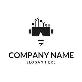VR Logo Abstract Human Face and Vr Glasses logo design