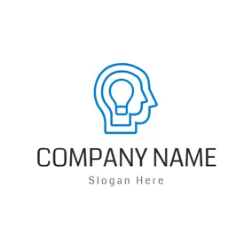 AI Logo Abstract Human Head and Bulb logo design