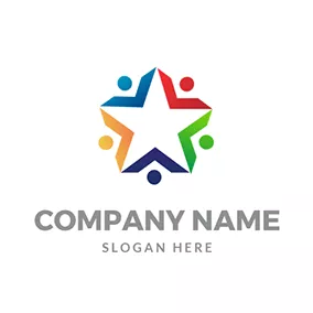 Logo Alphabet Abstract Human Letter V Pentagon logo design