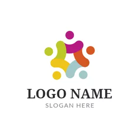 Children & Childcare Logo Abstract Little Children and Pattern logo design