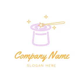 Logótipo Magia Abstract Magic Stick and Hat logo design