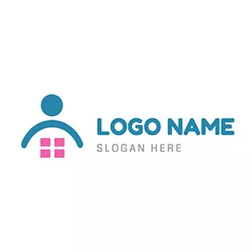 Home Care Logo Abstract Man House Home Care logo design