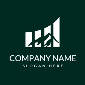 證券Logo Abstract Mountain and Bar Graph logo design