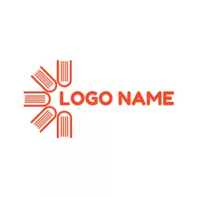 Bookstore Logo Abstract Orange and White Book logo design