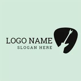 Music Logo Abstract Outlined Guitar logo design