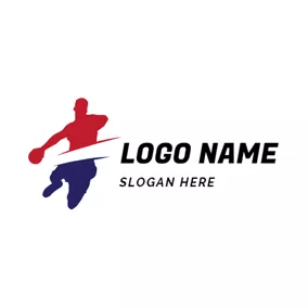 Handball Logo Abstract Player and Handball logo design