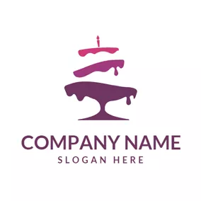 Birthday Logo Abstract Purple Birthday Cake logo design