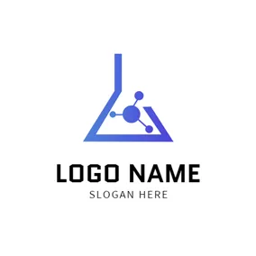 Chemistry Logo Abstract Reagent Bottle and Structure logo design