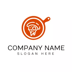 Pizza Logo Abstract Red Comal and Pizza logo design